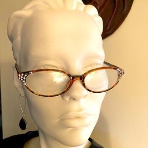 Cool Cat 1 Women’s Cat Eye Handmade Bling Glasses Rhinestone Tortoise Print